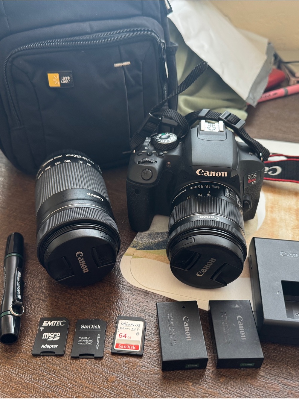 Canon EOS Rebel T7i Camera Kit with Two Canon Lenses and Accessories